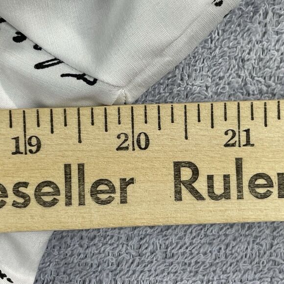 Spoon Jeans Long Sleeve Button Up Shirt Dress Women's Med White Black Script - Picture 10 of 16